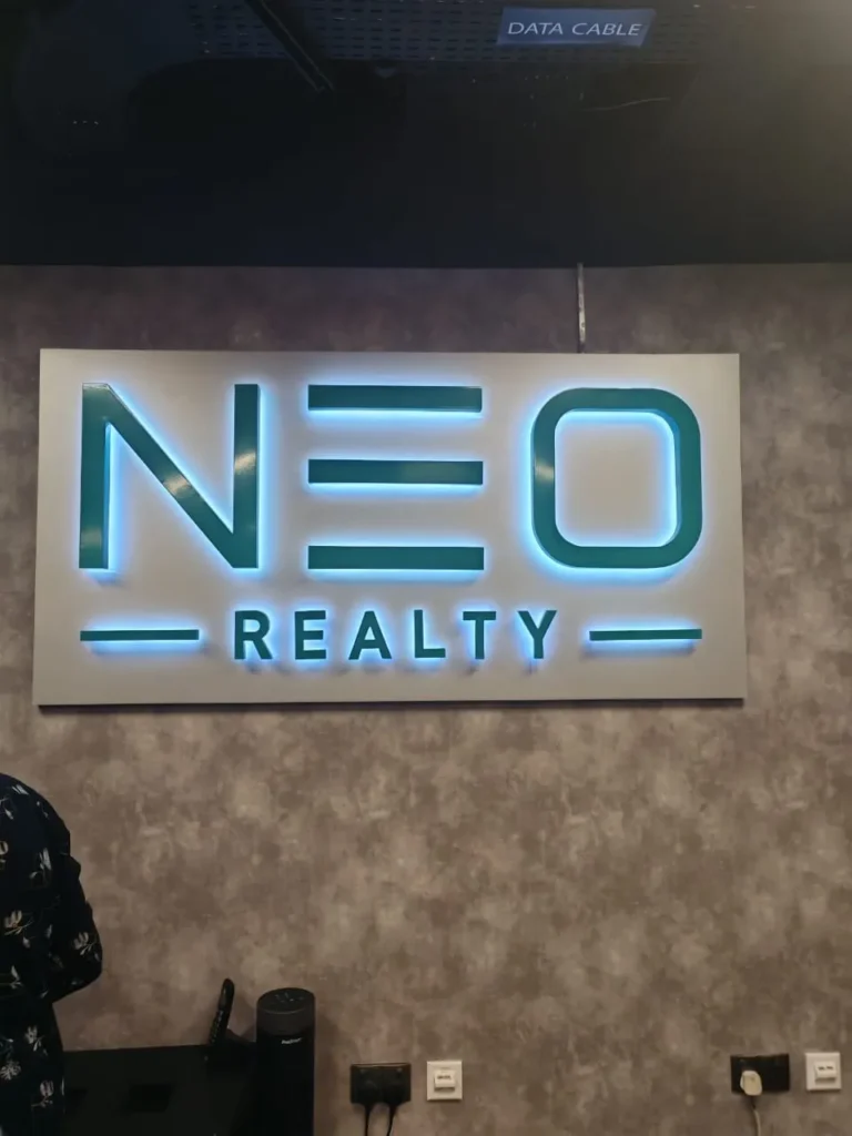 installation of office sign